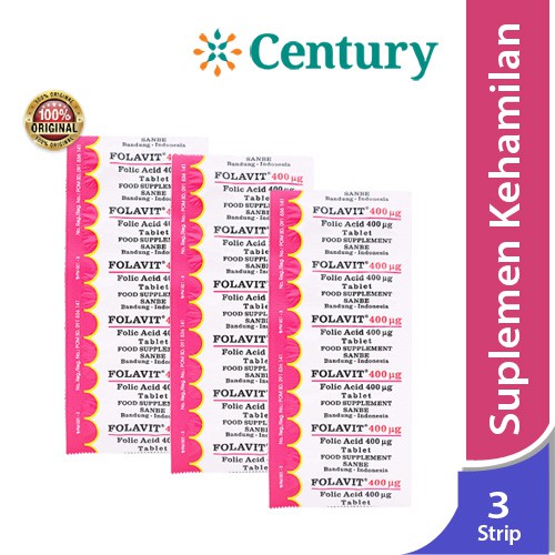 ( 1 Strip ) Folavit 400 mcg Strip / Asam Folat / Folic Acid / Suplemen kehamilan dan menyusui/anemia