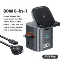 Toocki 6 in 1 GaN 80W MagSafe Fast Charging and Wireless Charging Station With USB C PD 80W and USB-A for MacBook iPhone17 16 15 14