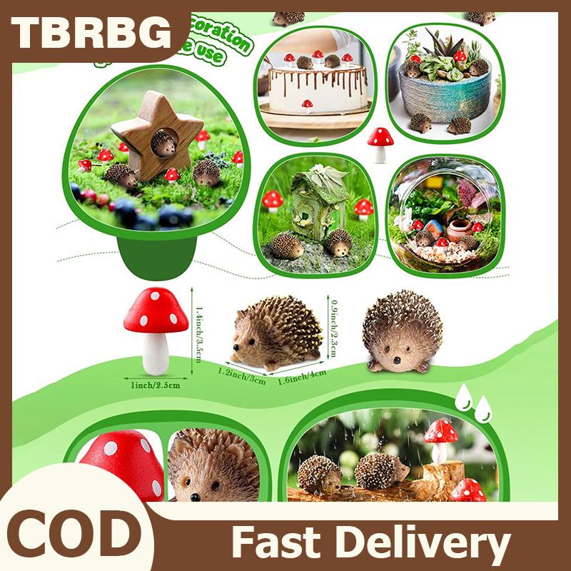 TBRBG ตุ๊กตาเม่นทำจากเรซินเทียมขนาดเล็กและเห็ดไม้สำหรับปลูกต้นไม้กระถางบอนไซตกแต่งภูมิทัศน์สวนนางฟ้า ราคา 66 บาท*ส่งฟรี