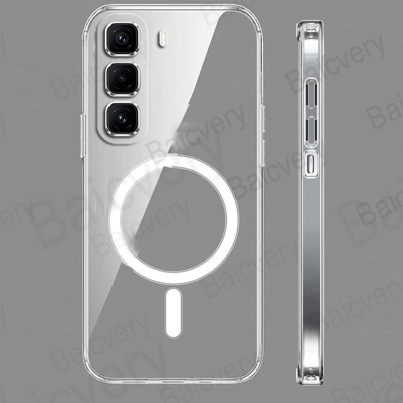 INFINIX HOT 60 Pro Plus / HOT 60i / HOT 60 Pro / HOT 60 5G PLUS + Casing Clear Case Phone Case Cover with Magnetic Wireless Charger Sticker