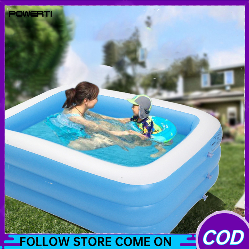 Pvc Outdoor Large Inflatable Swimming Pool For Home Outdoor Use Blue White Rectangular Inflatable Swimming Pool