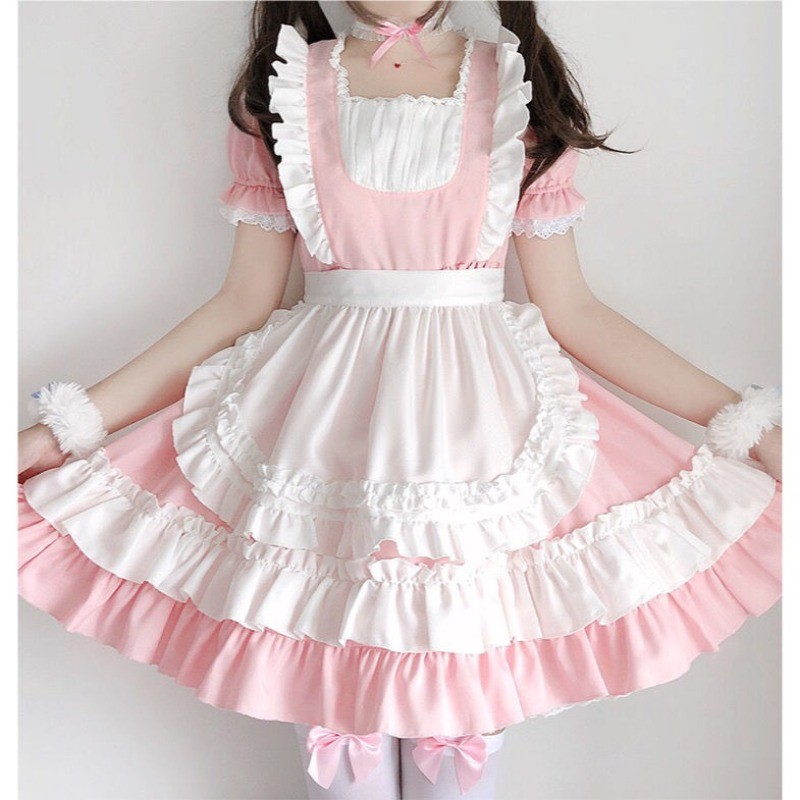 Phụ nữ mèo hồng Lolita trang phục hầu gái loli Cosplay Anime Trang Phục Cosplay