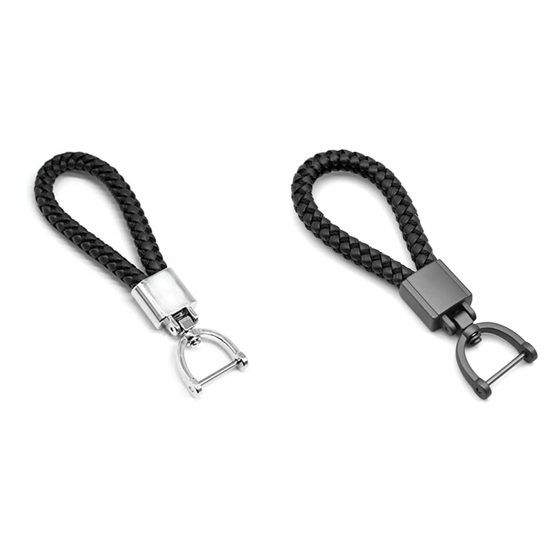 Yours MO-Metal Keychain Hand-Woven Leather Rope Pendant Metal Car Key Chain