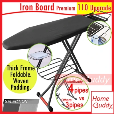 Ironing Board 110x33cm board 4-PIPES THICK Frame. Foldable. Height-adjustable READY Stocks SG HomeBuddy Acev Pacific iron board