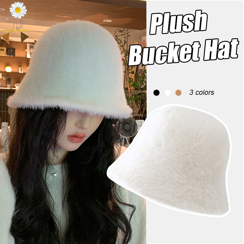 Fashion Plush Fisherman Hat Soft Warm Thick Basin Hat Protection