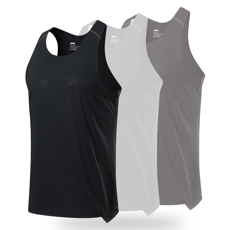 WGB (S-2XL) Marathon Quick Dry Sports Vest Men Summer Running Fitness Elastic Mesh Basketball Tank Top Sleeveless Shirt Gym Singlet BB716
