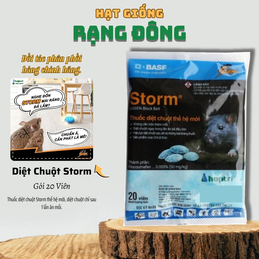 Chế Phẩm Diệt Chuột sinh học STORM (gói 20v) diệt chuột nhanh, hiệu quả tức thì ngày lần ăn đầu  - Hạt giống Rạng Đông