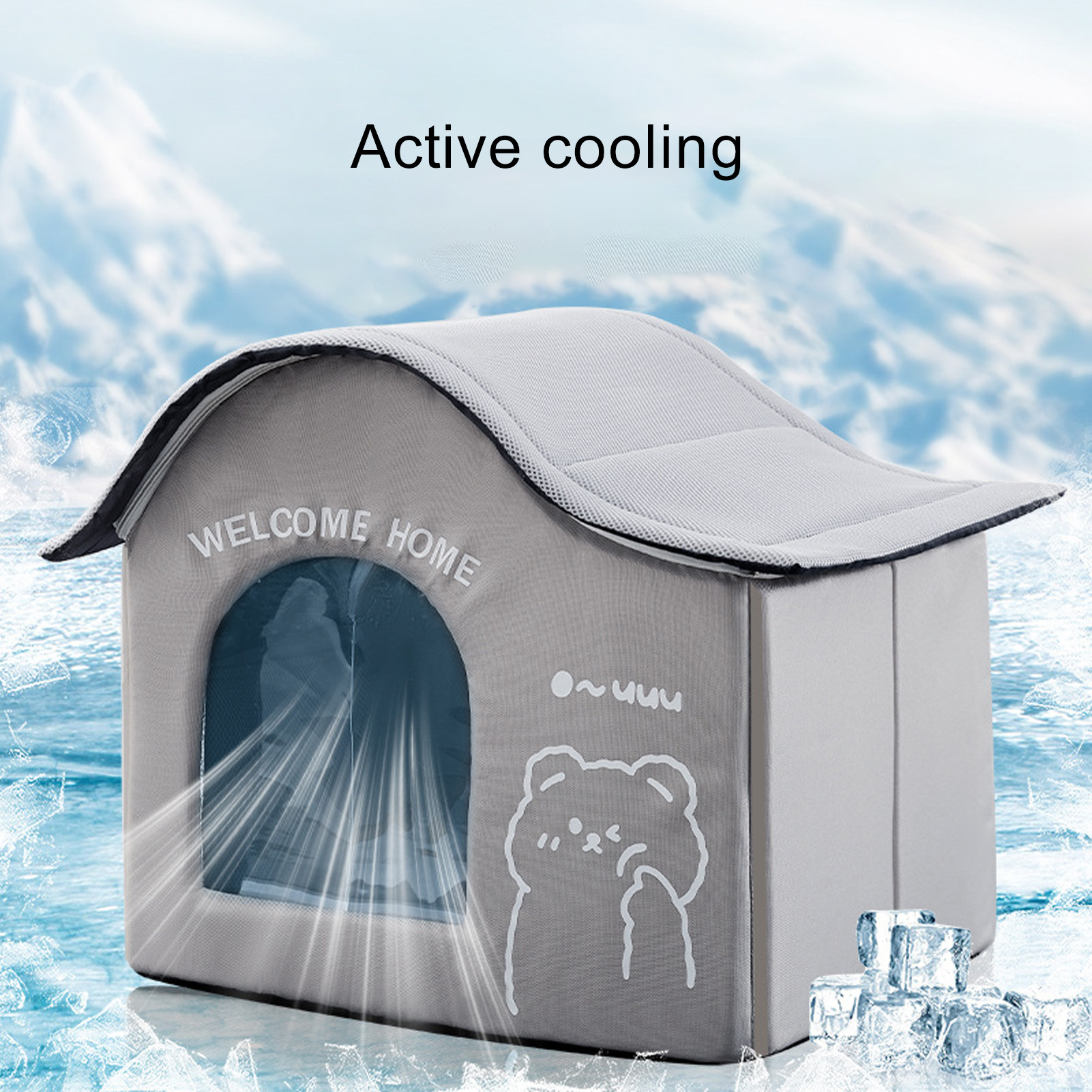 Luqeeg Dog Summer Cooling Housenonslip Lightweight Absorbs Heat Sleeping Ice Home Oxford Cloth Pet Cooling Essentials Gear House with a Unique Cool Technology for Cat or Dog (M)