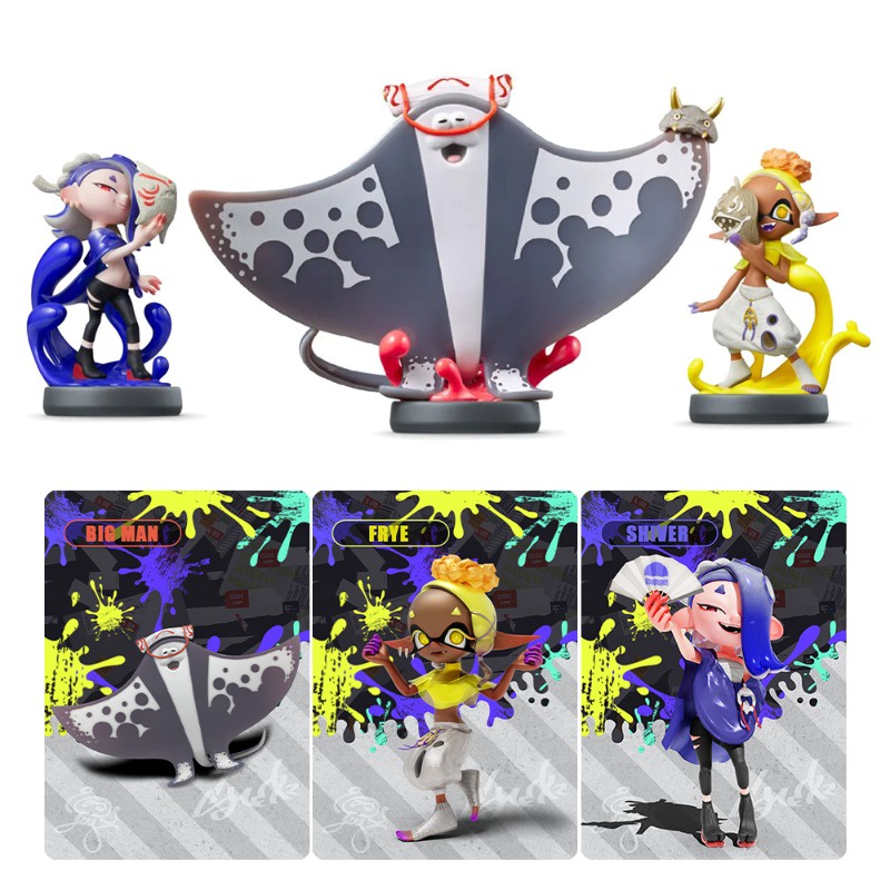 3Pcs Splatoon 3 2 1 Frye Shiver Big Man Characters Costume Props Amiibo Card Linkage NfC Card Props For Nintendo Switch & Switch OLED/Lite