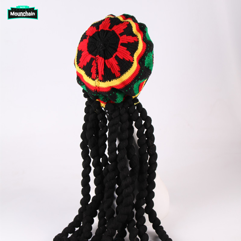 Women's Rasta Wig With Cap Rasta Hat With Black Dreadlocks Reggae Jamaican Hat With Long Braided Synthetic Hair For Party ราคา 176 บาท*ส่งฟรี