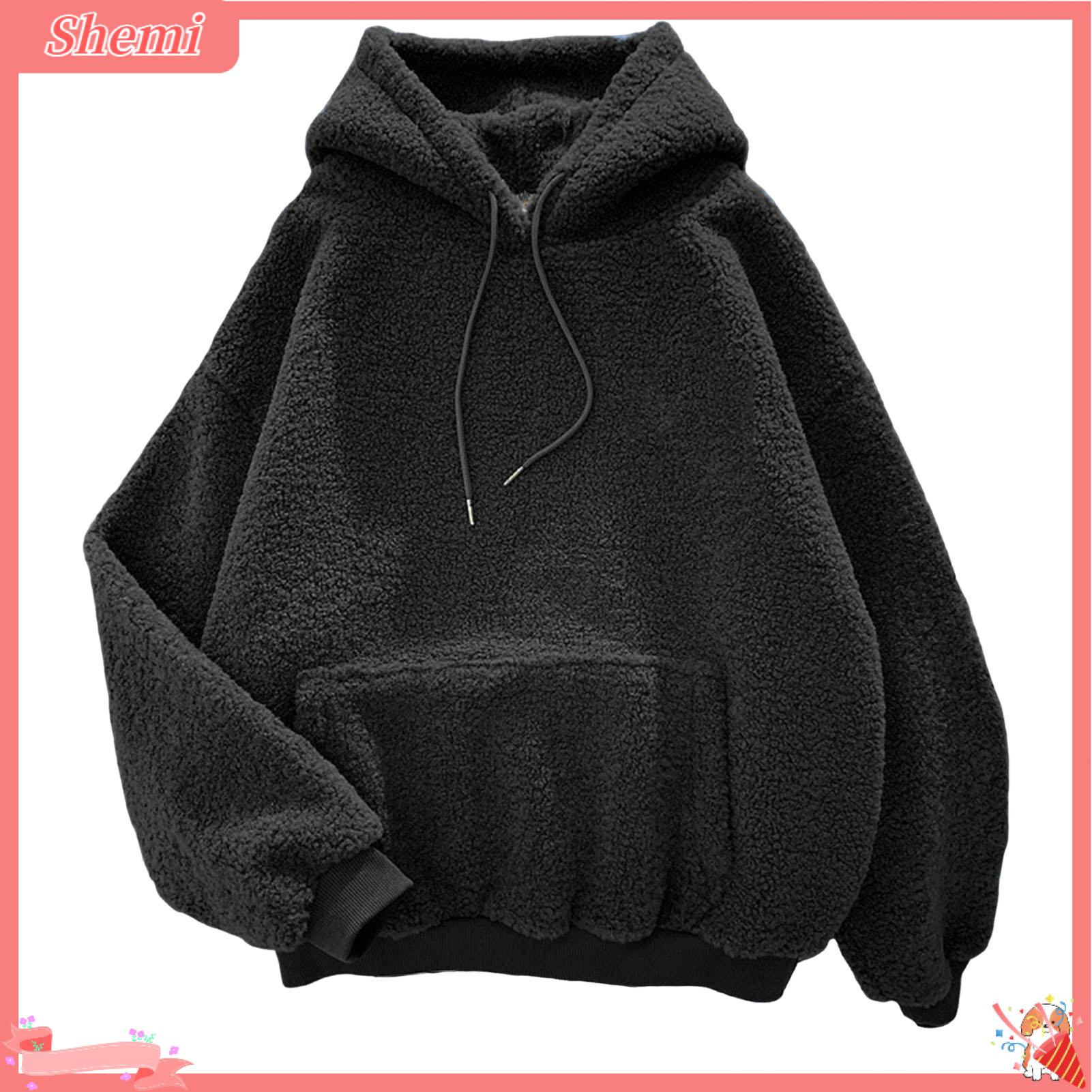 Shemi lông cừu dày hoodie Cozy Fleece Hoody ấm cúng lông cừu Sherpa Hoodies cho phụ nữ áo len chui đầu quá khổ Áo với túi hoàn hảo cho giản dị và thể thao mặc