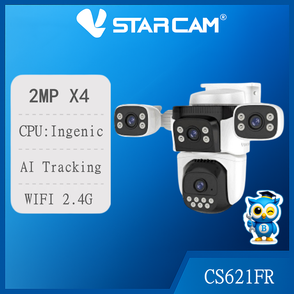 Vstarcam Cs621Fr (4 Lenses) Wifi Ip Camera, 2Mp X4 Resolution, Waterproof for Outdoors, Wireless Cctv Camera for Outdoors, Has Ai+ Alarm. ราคา 1,459 บาท*ส่งฟรี