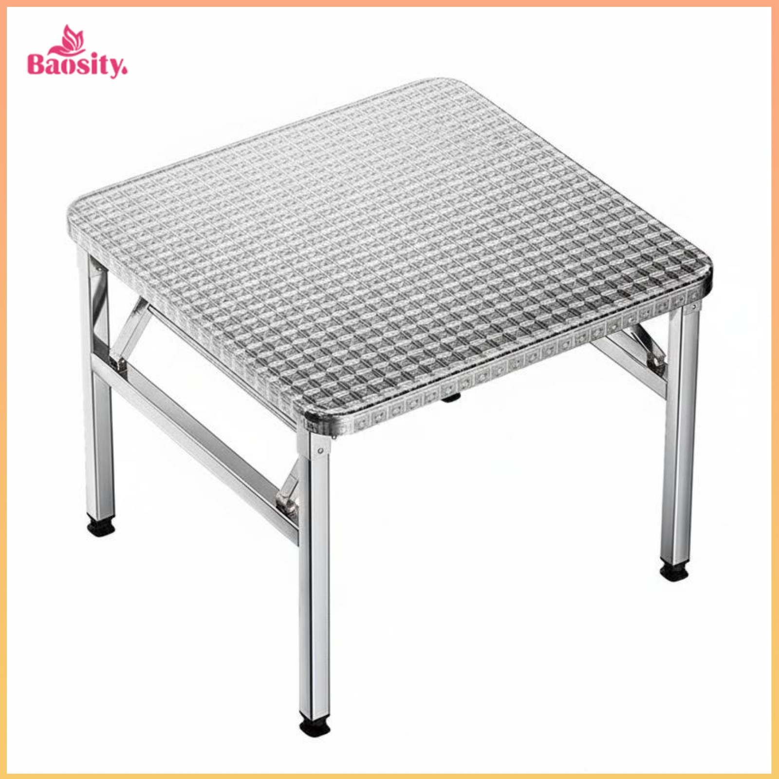 Baosity Foldable Design Stainless Steel Folding Table Space Saving Square Collapsible Table No Installation Required Small Folding Desk Sturdy for Students, Event Planners, Night Market, Cafeteria, Dining Room, Indoor ราคา 5,467 บาท*ส่งฟรี