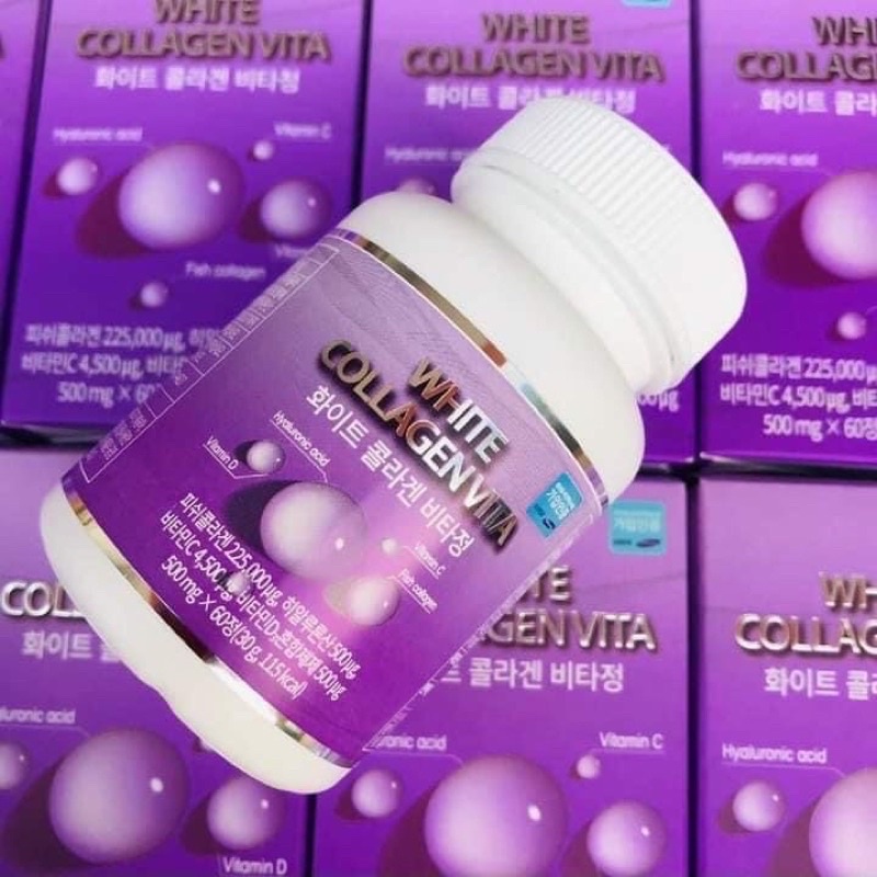 [ Hàng Bay ] Viên uống trắng da WHITE COLLAGEN VITA Hàn Quốc Hộp 60 viên ngày uống 2 viên