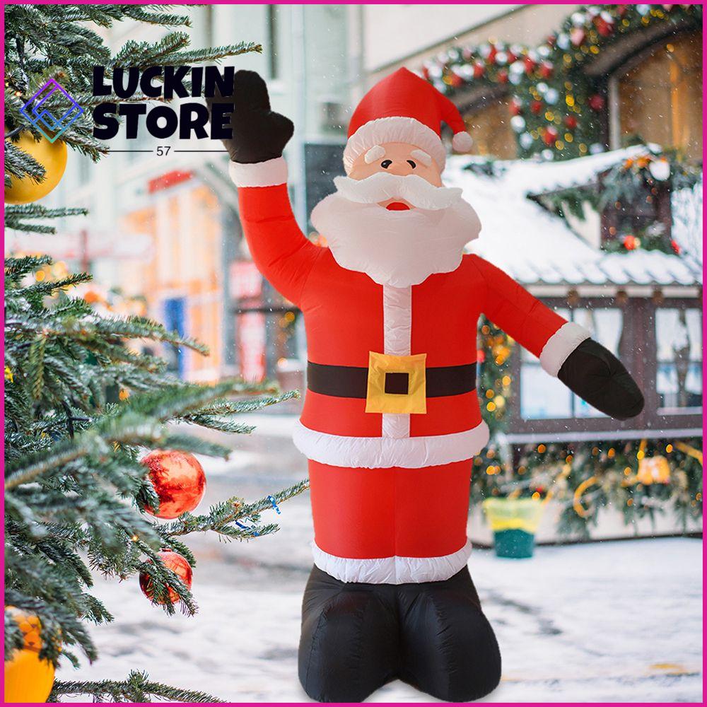 TREND 57SHOP 2.4M Năm Đảng Ngoài trời Vườn Trang Trí Ảnh Đạo Cụ LED Ánh Sáng Lên Santa Claus Vẫy Tay Thắp sáng Búp Bê Mô Hình bơm hơi Đồ Chơi