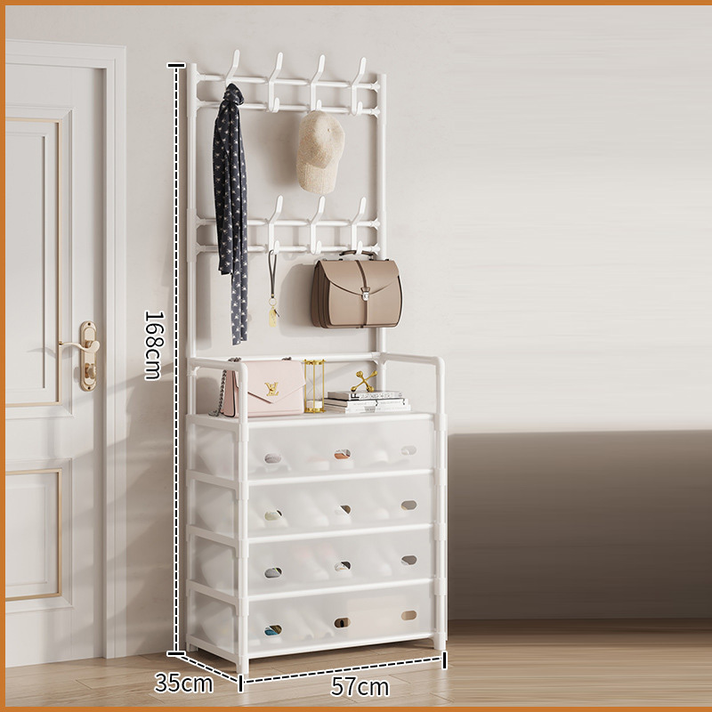 Multifunctional shoe and hat integrated rack, simple doorway household shoe storage rack, multi-layer dustproof dormitory shoe cabinet and coat rack
