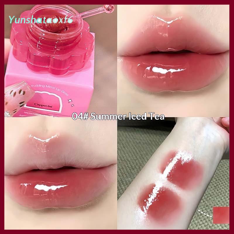 yunshataoxf Cappuvini đóng hộp thạch gương Son môi nước ánh sáng Son bóng dưỡng ẩm Plumping môi vết kéo dài không dính cup môi bùn cho môi khô trang điểm - 6