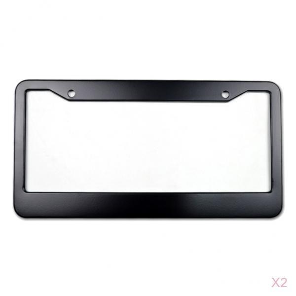 2x Aluminum License Plate Anodized Aluminum Alloy Frame Holder Blank Black