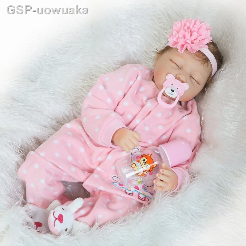 uowuaka 55CM Close Eyes Bebe Reborn Doll Baby Girl Lifelike Newborn