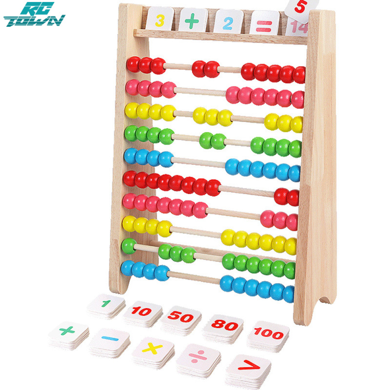 Children Wooden Abacus Educational Math Toy Rainbow Counting Beads Numbers