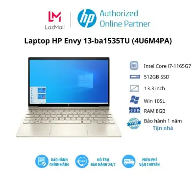 [Voucher giảm 5 triệu] Laptop HP Envy 13-ba1535TU (4U6M4PA)/ Vàng/ Intel Core i7-1165G7 (up to 5.0Ghz, 12MB)/ RAM 8GB/ 512GB SSD/ Intel Iris Xe Graphics/ 13.3inch FHD/ LED KB/ 3Cell/ Win 10SL/ 1Yr