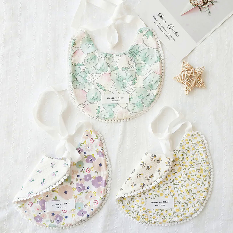 Bé sơ sinh BIB đáng yêu hoa boho phong cách BIB cho trẻ sơ sinh bé gái Hàn Quốc thời trang bông mùa xuân mùa hè autumnbib bé ăn