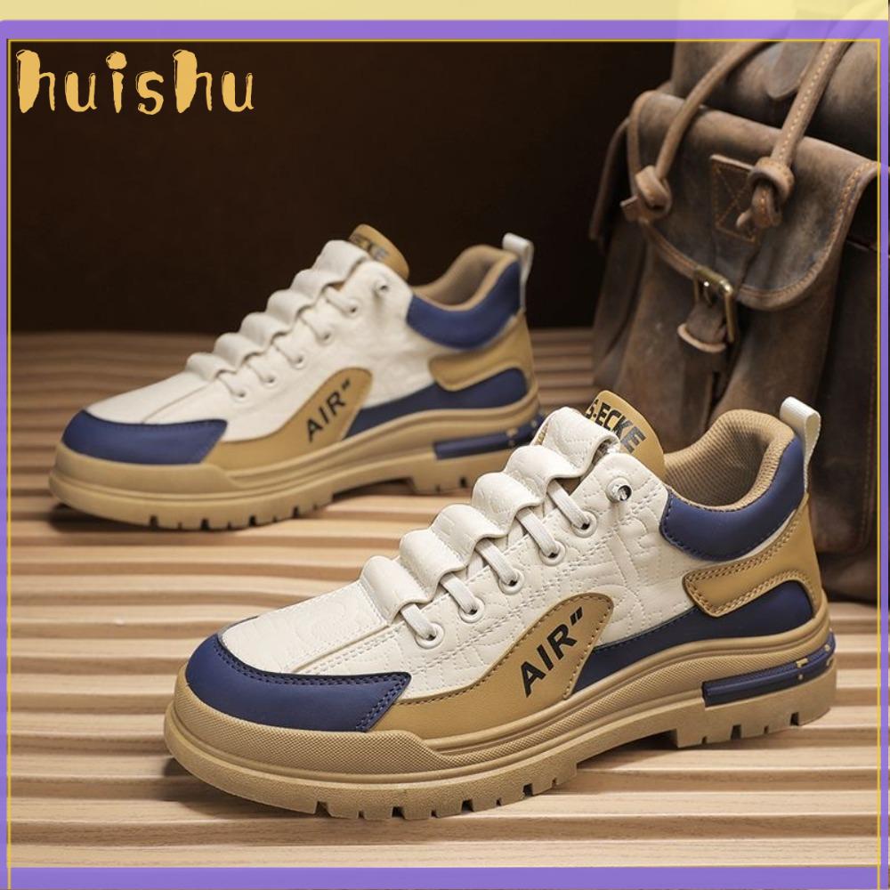 HUISHU Da PU Giày đế bằng buộc dây Nền Tảng Chống trượt Giày đế bằng tiện dụng  Thoải mái Giày thể thao
