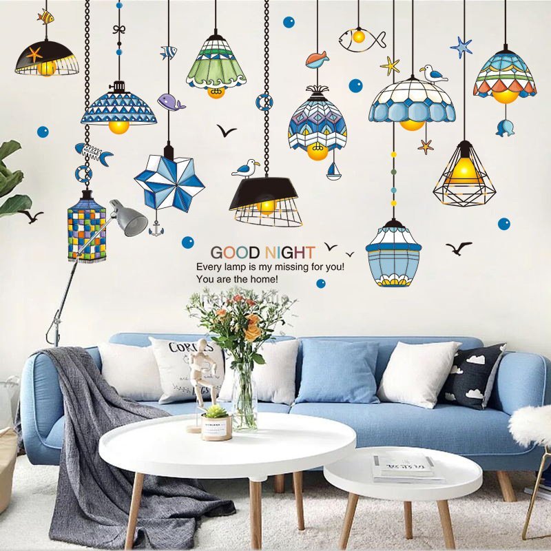 Tranh decal dán tường chùm đèn cách tân trang trí phòng khách - decal dán tường hàn quốc
