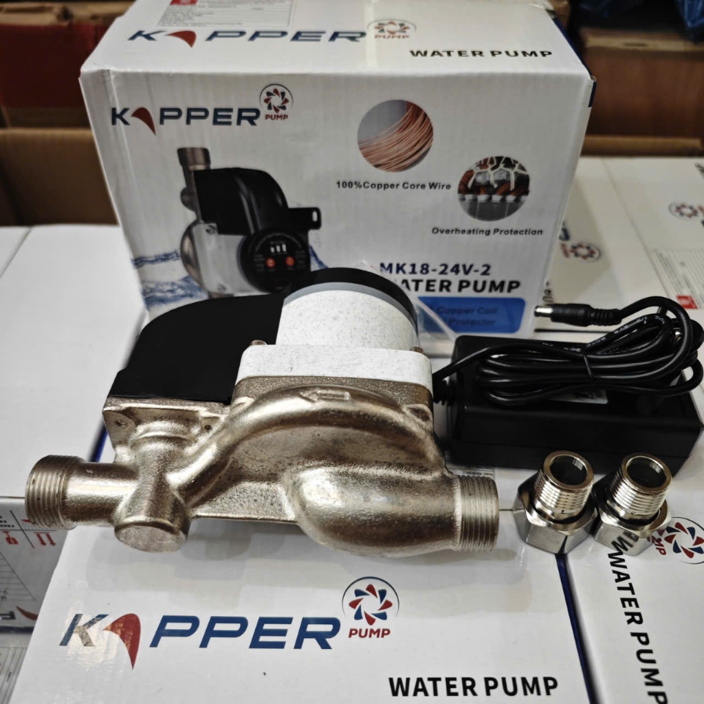 Máy Bơm Tăng Áp Biến Tần Mini KAPPER 24V Chống Giật Dùng Cho Bình thá¡ Dương Năng, Tăng Áp Lực Nước Cho Bình Nóng Lạnh, Máy Giặt