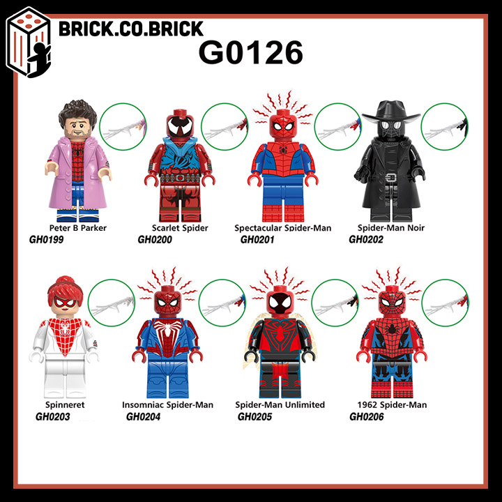 Peter Parker Mô hình Lắp ráp Nhân vật Spider Man Bóng Hoa Đỏ Lưới Đồ chơi