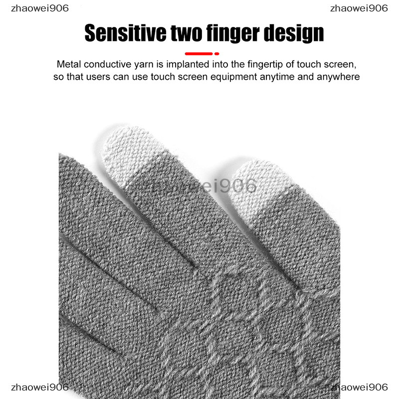 zhaowei juyouxun7i 1Pair Men Thicken Knitted Gloves For Phone Screen Male