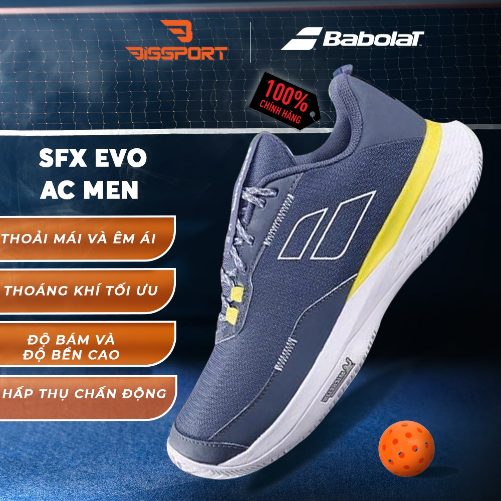 Giày Tennis/Pickleball Babolat SFX EVO AC Men Xanh Vàng Chính Hãng - Giảm Chấn - Bền - Đế Siêu Bám Mọi Mặt Sân - Ổn Định