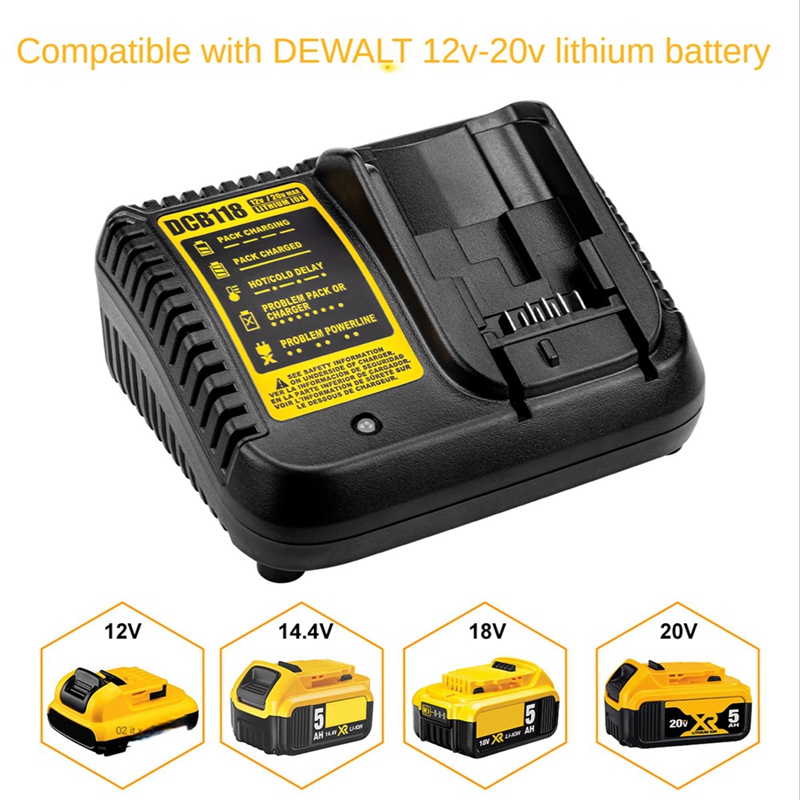 DCB118 Battery Charger for Dewalt Battery 12V 14.4V 18V 20V DCB200 DCB201 DCB203 DCB205 DCB140 DCB121 EU Plug