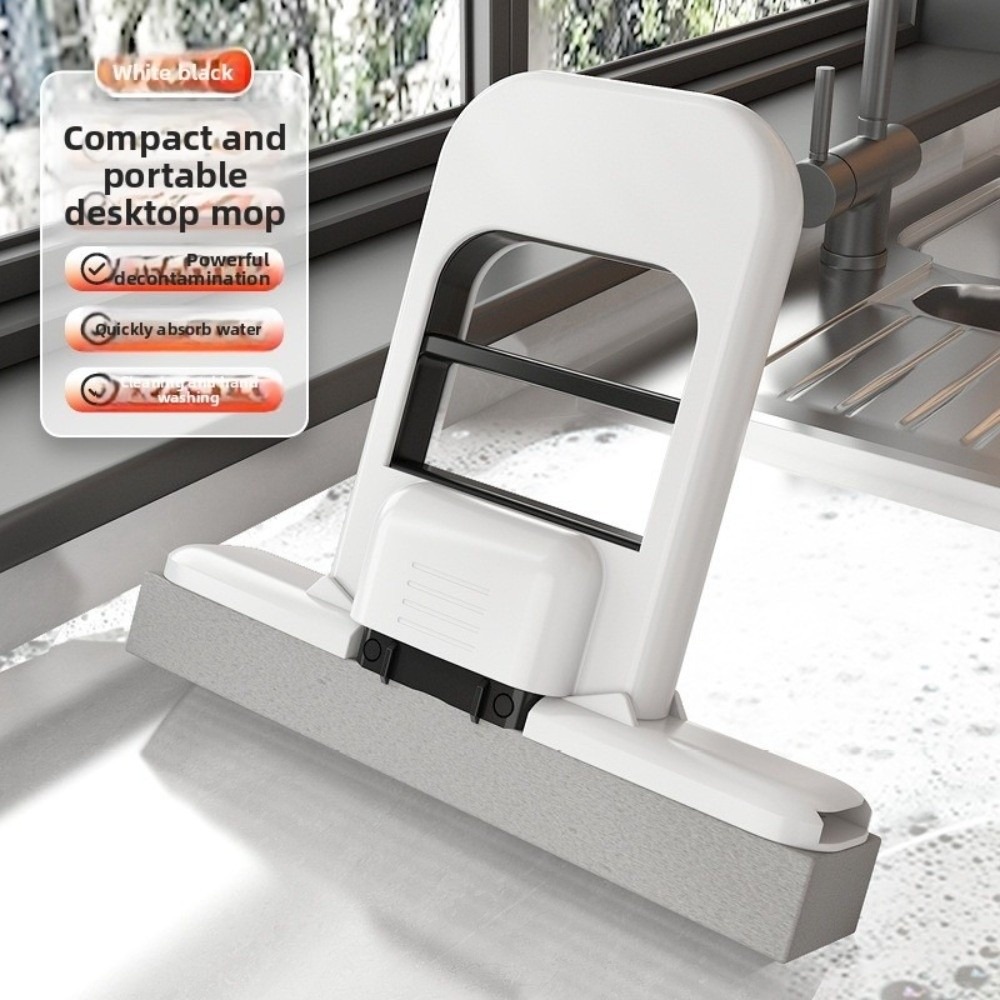 NQICZR mini Chổi lau bàn gấp gọn Dụng cụ lau bàn Bền bỉ Chổi lau nhỏ tiện lợi cho máy tính để bàn  Sử dụng ướt và khô Bọt rửa bàn cà phê - 3
