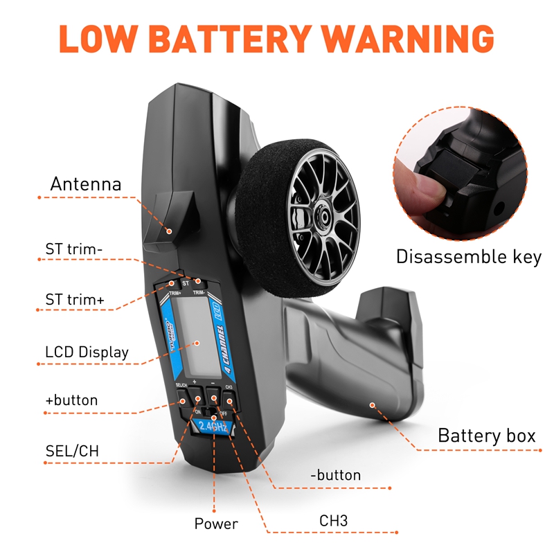 P32 Turbo Racing 91803G-C 2.4G 4CH VT Systeem Lcd Display Radio Zender Afstandsbediening Met Ontvang