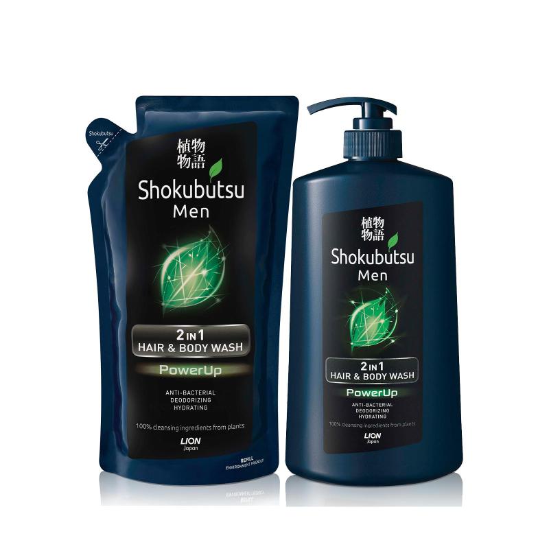 Buy Shokubutsu Men 2-in-1 Hair & Body Wash - PowerUp 850ml + Shokubutsu Men 2-in-1 Hair & Body Wash Refill - PowerUp 550ml Singapore