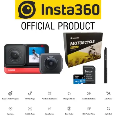 Insta360 One R Twin Edition with Motorcycle Mount Bundle - Modular Action Camera (Official Product)(1 Year Warranty)(100% Original)(Ready Stocks)(Fast delivery)