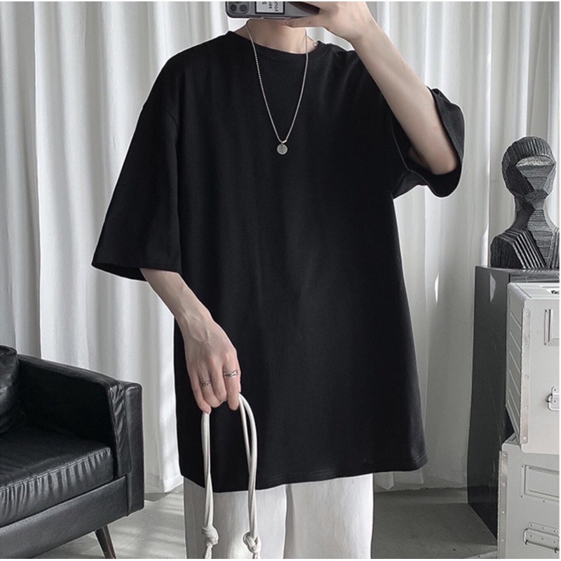 Áo thun Unisex tay lỡ Basic phông trơn nam nữ oversize form rộng 4 màu