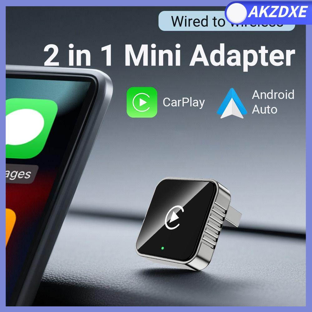 AKZDXE 2 trong 1 Bộ chuyển đổi CarPlay Android Auto Chơi Bluetooth Có dây sang không dây Bộ chuyển đổi Carplay  Với thiết bị USB Ổ cắm hộp mini thông minh cho dàn âm thanh xe hơi