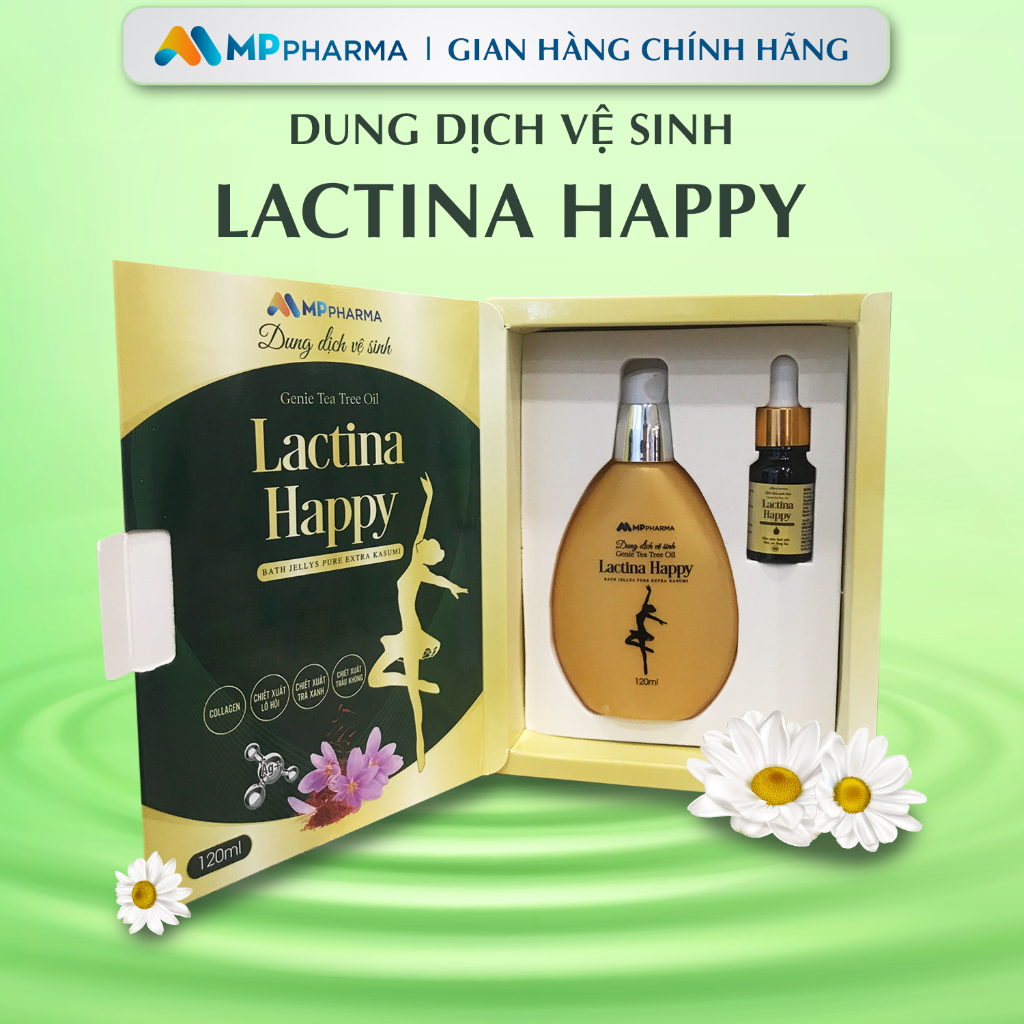 V43 Dung dịch vệ sịnh phụ nữ Lactina Happy Tặng kèm nước hoa -chai 120ml