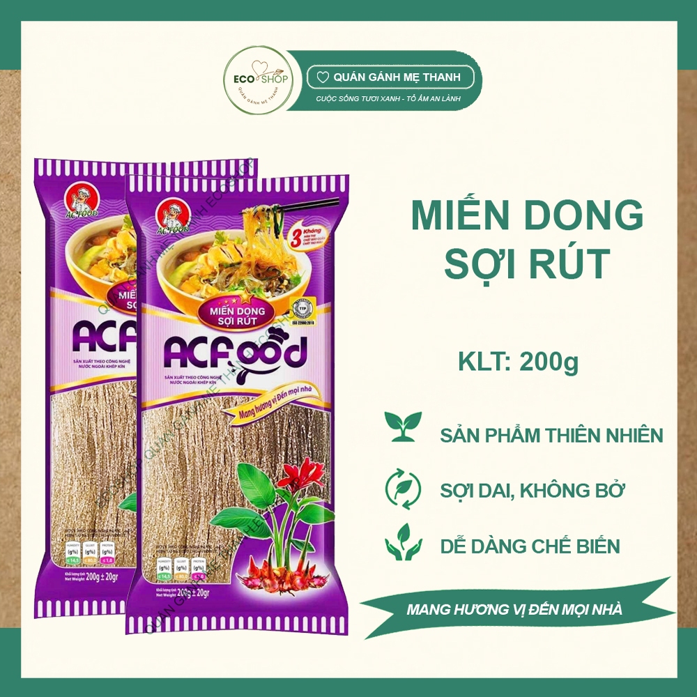 [EcoShop] Combo 2 Gói Miến Dong Sợi Rút ACFOOD - Sợi Dai Không Bở, Hương Vị Thơm Ngon - Gói 200g