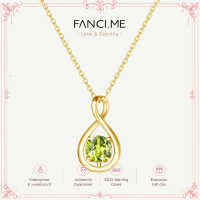 FANCIME ″Infinite Embrace″ August Birthstone Peridot Infinity Symbol Sterling Silver Pendant Necklace - Gold