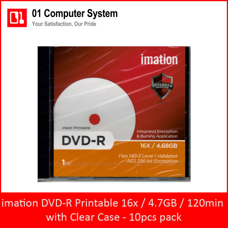 imation DVD-R 16X Inkjet Printable with Clear Case (10pcs Pack Bundle)