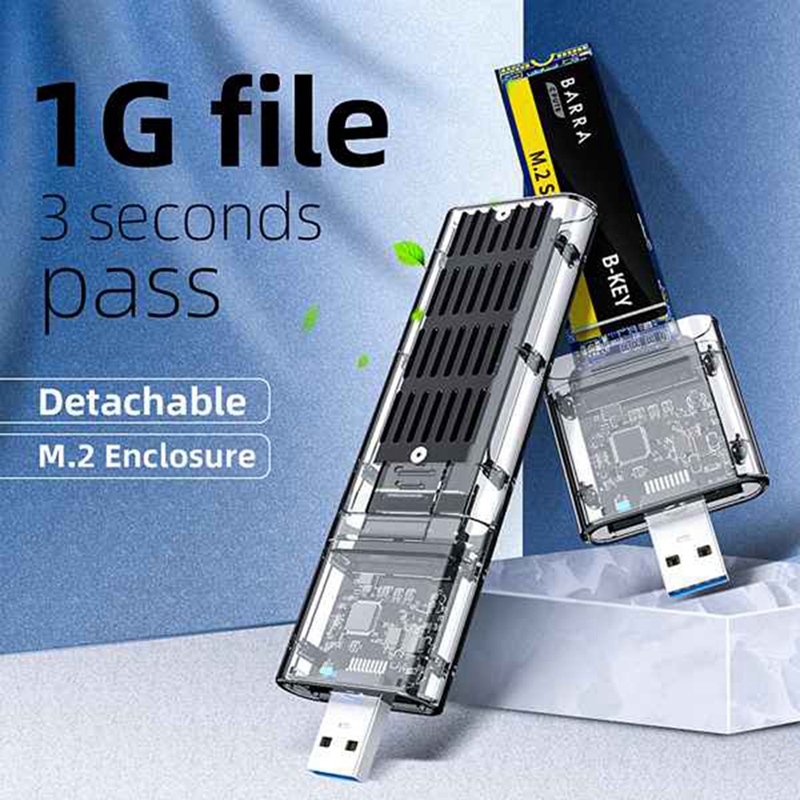 External M.2 NGFF SSD Enclosure High Speed USB3.0 Gen1 5Gb/S Transparent SSD Hard Drive Case for PC
