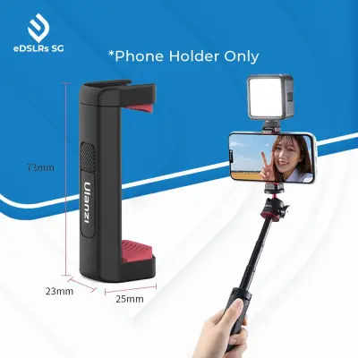 Ulanzi ST-19 Portable Lightweight Phone Mount Phone Holder Clamp Clip With Cold Shoe 1/4'' Tripod Mount Mic Fill Light Vlog