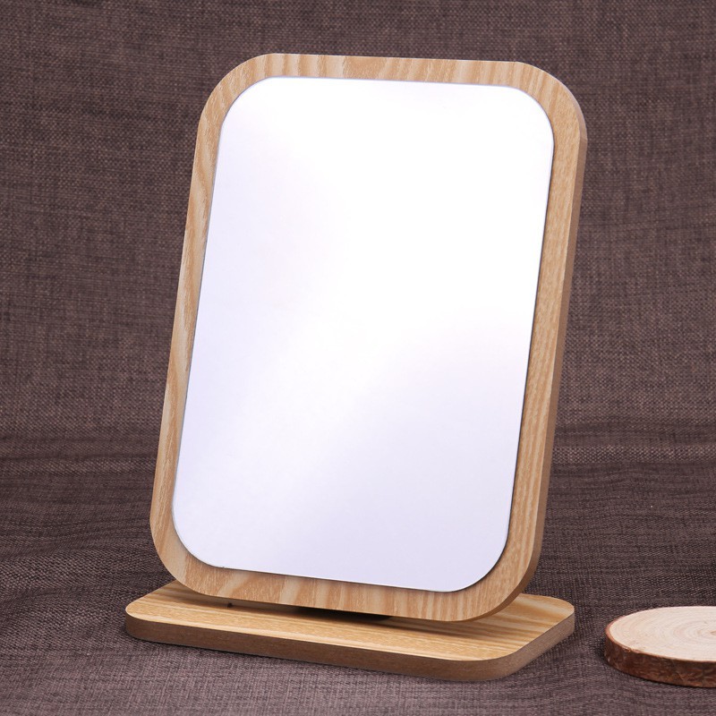 Gương trang điểm để bàn khung gỗ trang trí phòng ngủ, gương soi để bàn tiện lợi