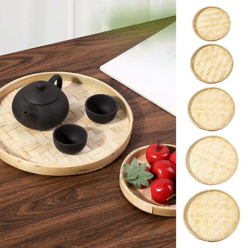 Home Storage Natural Handmade Bamboo Bread Basket Bamboo Woven Dustpan Round Drain Household Vegetable Basket Fruit Basket Storage Basket ราคา 165 บาท*ส่งฟรี