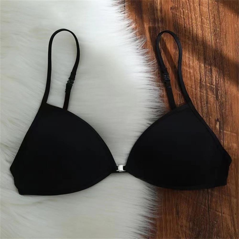 【Buy 2 Get Free Gift】Front Buckle Bra French Triangle Halterneck Thin Push UP Spaghetti Strap Seamless Bralettes Backless Strap Fashionable Soft Comfortable Female Underwear - Image 3