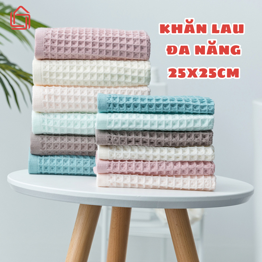 Combo 3 khăn lau bếp đa năng 2 mặt siêu thấm, khăn lau tay, lau kính, lau bát đĩa, cốc chén