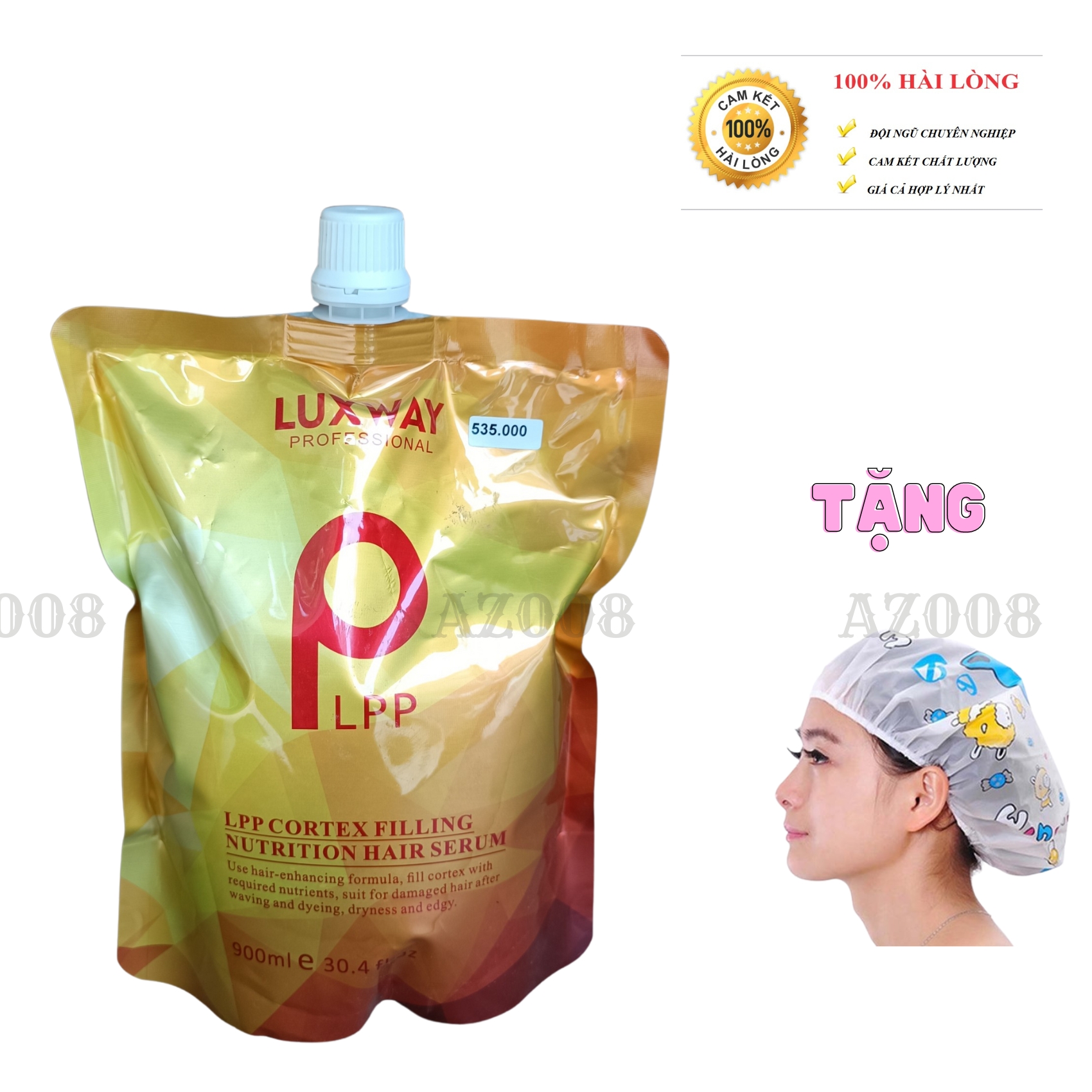 Ủ tóc collagen hấp ủ phục hồi tóc LPP Luxway bản Gold 900ml AZ.pro tặng nón ủ tóc loại dày